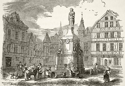 Statue of Joan of Arc in the market place in Rouen in the 19th century, from 